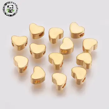 

20pcs Real Gold/Platinum Plated Heart & Oval & Flower & Half Round & Star & Hexagon Brass Beads For DIY Jewelry Findings