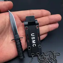 Горячий креативный маленький шейный складной нож Мини Компактный портативный фруктовый прямой черный нож наружный инструмент для самообороны Abs Edc