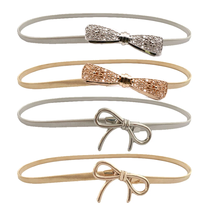 

Elastic Women Heart Belts Metal Chain Bowknot Femme Gold Belts Ladies Dress Sweater Waist Belts ceinture femme cinturon mujer