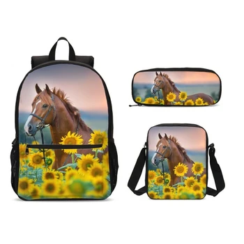 

3pcs/Sets Horse Children School Bags Set Animal Printing Kids Laptop Backpacks Girls Boys Student Book Bag Elementary Schoolbags