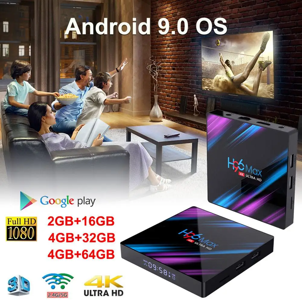 Смарт ТВ приставка H96 MAX RK3318 Android 9.0 4 ГБ 32 64 Гб медиаплеер 4K голосовой помощник Google