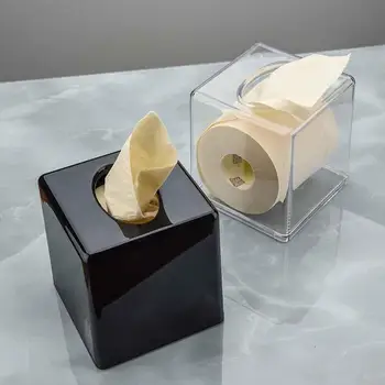 

Hotel Office Clear Acrylic Napkin Tissue Box Cover Roll Paper Holder Organizer