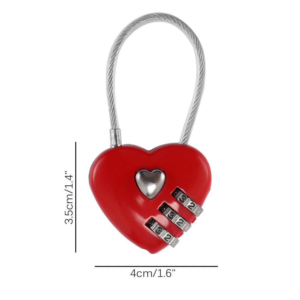 

Love Password Lock Wire Rope Lock Travel Bags Three Bit Digital Lock Resettable Combination Padlock Heart Christmas Gift Durable