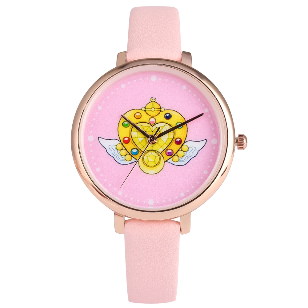 Women's Quartz Watches Sailor Moon Pattern Girls Watch Luxury Mesh/Leather Strap Ladies Wristwatch Clock Nice Gift Reloj Mujer