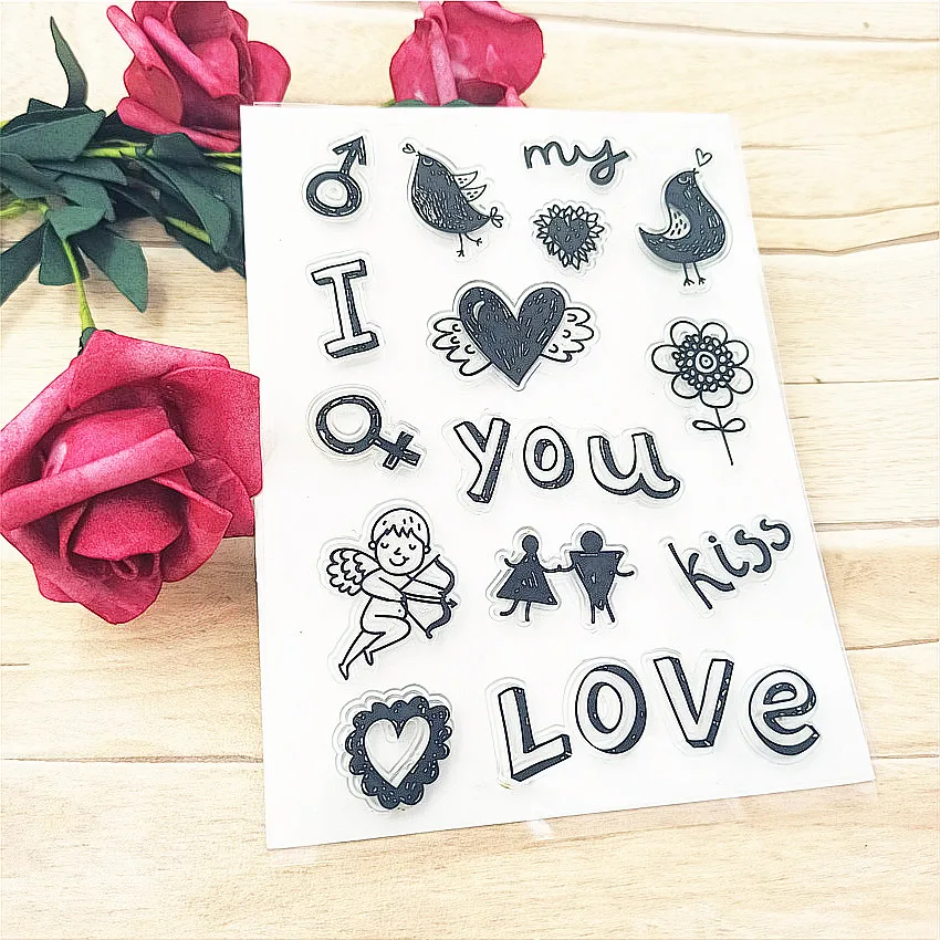11*16cm Beautiful love Transparent Clear Stamps / Silicone Seals Roller Stamp for DIY scrapbooking photo album/Card Making | Дом и сад