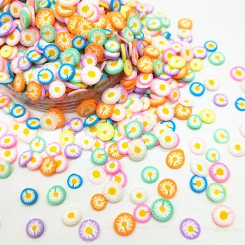 

20g/lot 5mm Colorful Daisy Round Flowers Polymer Clay Colorful for DIY Crafts Tiny Cute plastic klei Mud Particles
