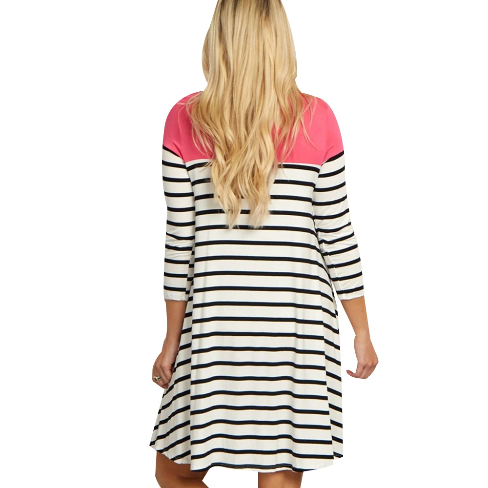 Maternity Dresses Women Striped Print Nursing Dress Autumn Casual Pregnancy Dress Loose vestido gestante Long Sleeve vestido D30