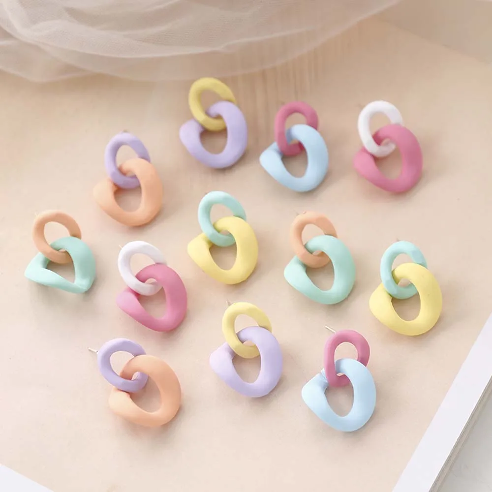 Geometric Contrast Color Stitching Earrings Personality Frosted Texture | Украшения и аксессуары
