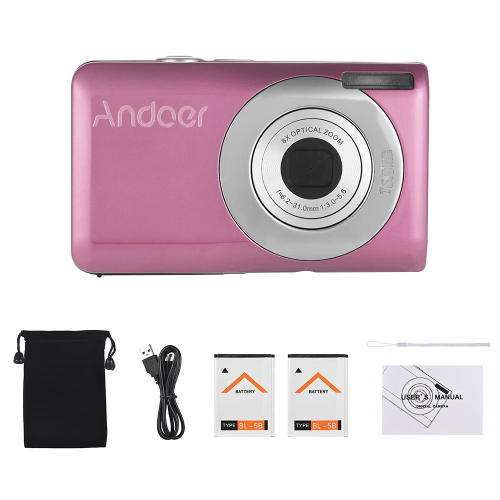 Камера andoer с ЖК-экраном для детей, подарок для детей, видеокамера 16MP 720P HD Цифровая камера 8X оптический 4X цифровой зум видеокамера
