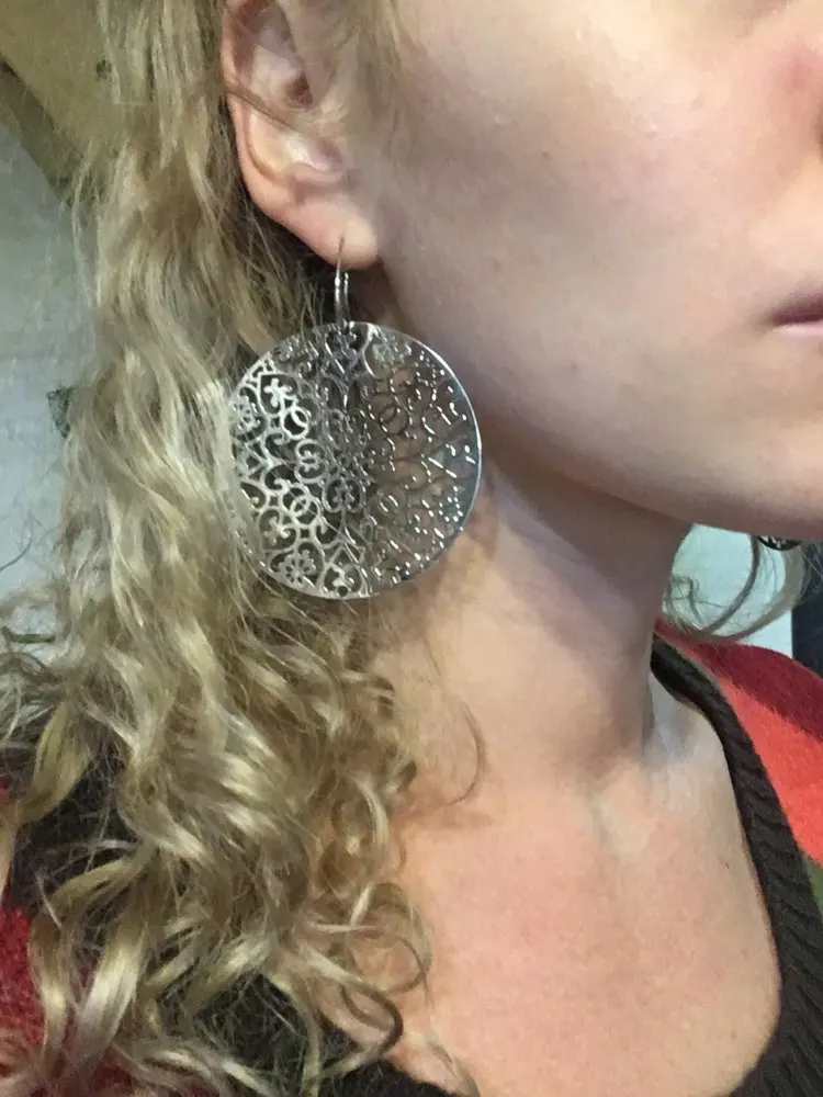 Большие богемные серьги для женщин серебро розовое золото полые с цветком