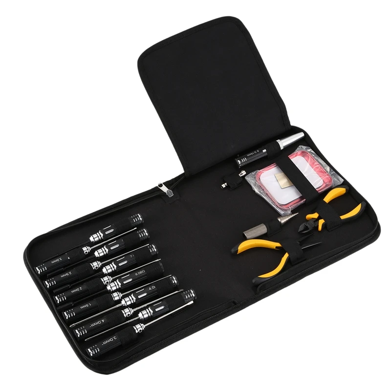 1 Set 18 in 1 RC Tools Kits Screwdriver Pliers Hex Sleeve Socket Repair Box Set for Repairing RC Airplanes Car Model Toys