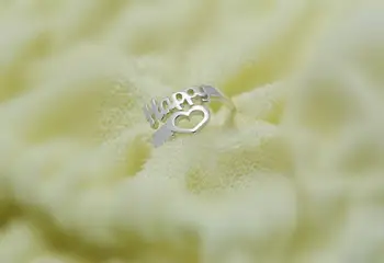 

Personalized Name Ring with Heart Stainless Steel Adjustable Personlized Knuckle Rings Women Fashion Jewelry Girl Gift