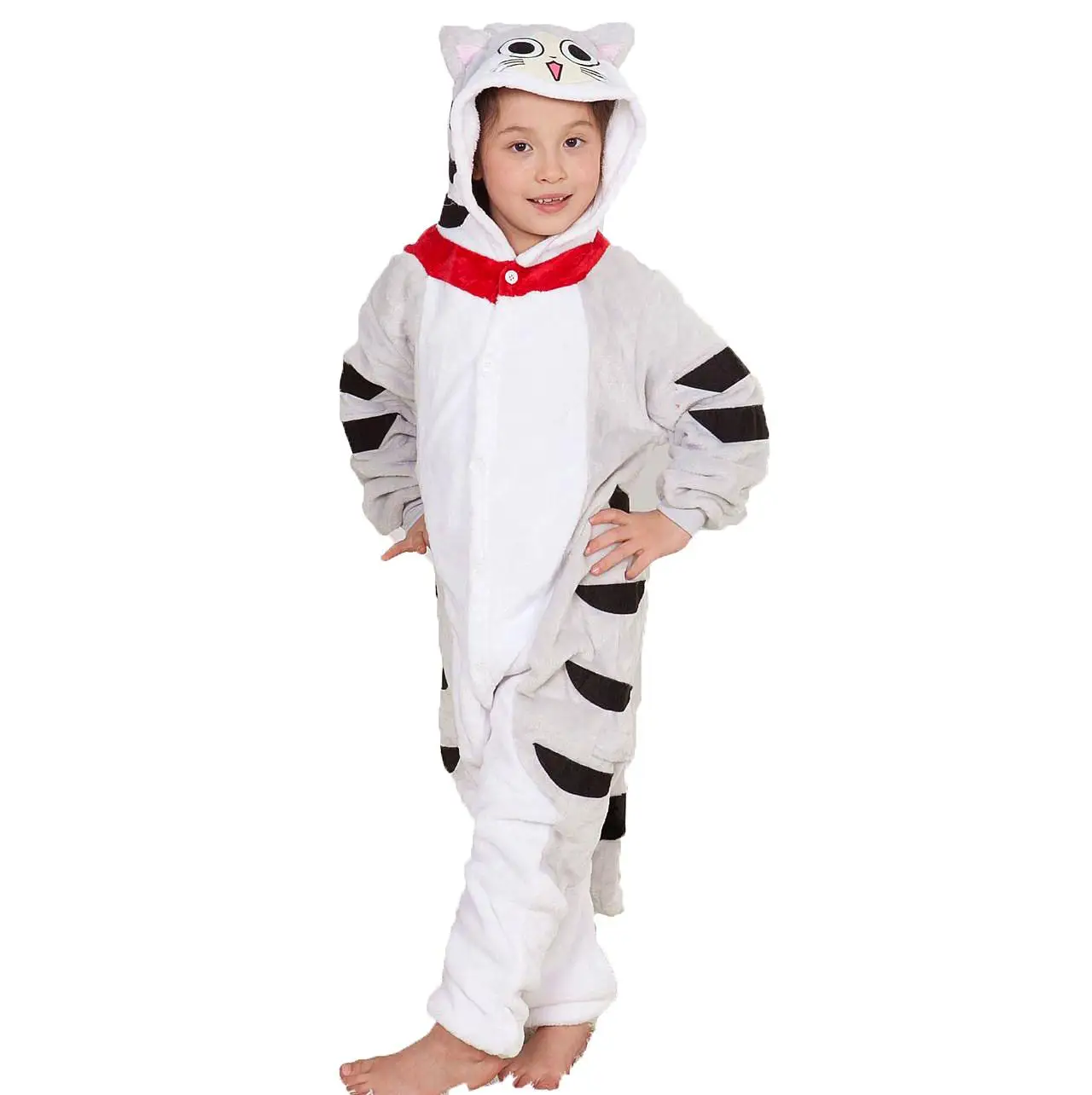 Kigurumi/Детские пижамы с единорогом; детские зимние комбинезоны; одежда для сна; пижамный комплект для мальчиков и девочек; Симпатичная Пижама Тоторо-животных - Цвет: Cheese Cat