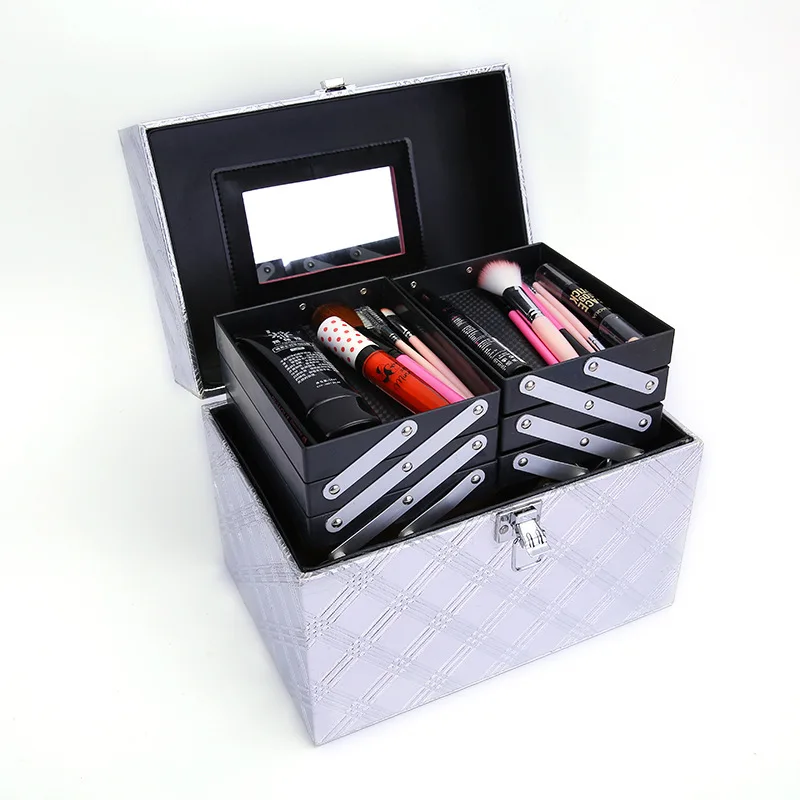 Южная Корея Высококачественная шесть открытых ручных коробок для макияжа Профессиональный набор инструментов для макияжа Портативная сумка для макияжа Дорожная Коллекционная сумка