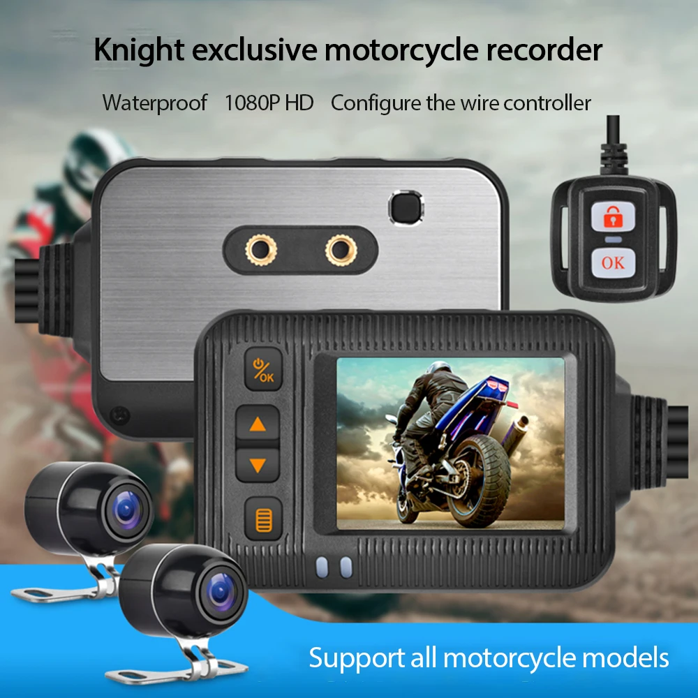 Мотоциклетная камера DVR 1080P мотоциклетный видеорегистратор 2-Дюймовая Передняя и