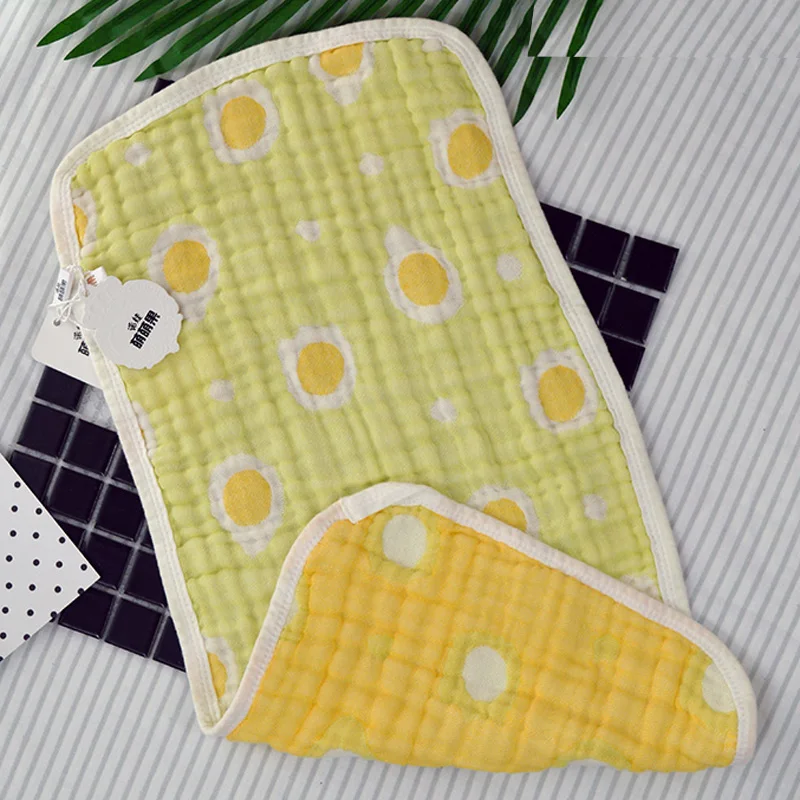 6Layers of Baby Feeding Wipe Towels 25*50cm Cotton Handkerchief 1pcs Soft Newborn Face Gauze Towel Absorbent Drying Washcloth - Цвет: Yellow Egg