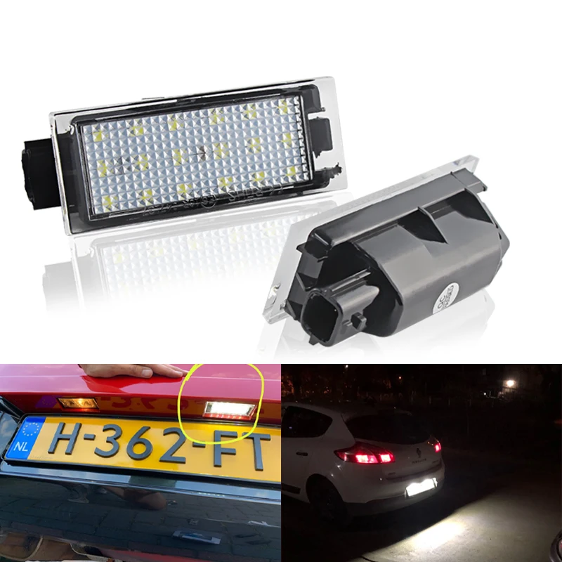 

1pair white led license plate light lamps for Renault Clio Espace Kangoo Koleos Kadjar Laguna Master Megane Trafic Twingo Wind