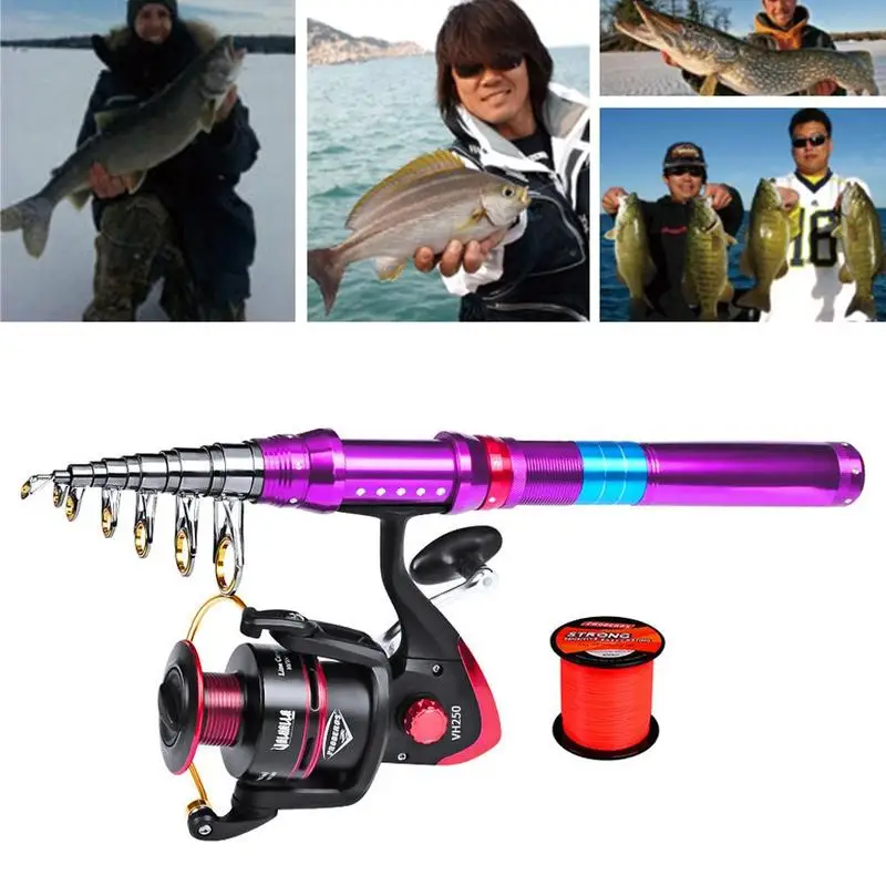 

1set Outdoor Fishing Tools Carbon Sea Fishing Rod Spinning Telescopic Fishing Reel Set With Line Super Hard Fishing Accessories