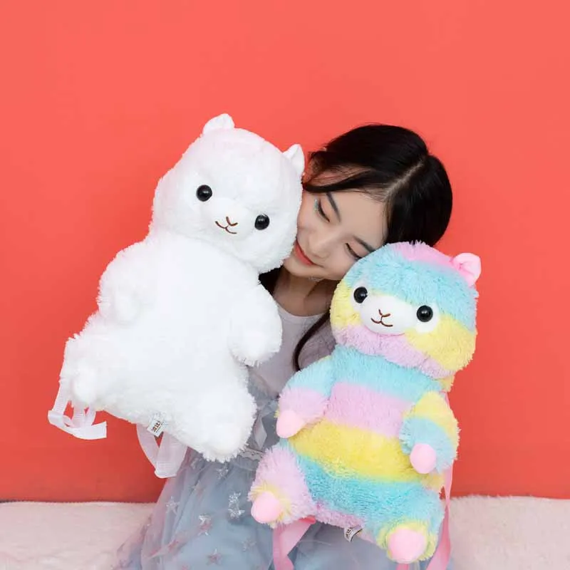 40 см Kawaii плюш из шерсти альпаки рюкзак Радужная Альпака Мягкая Кукла Плюшевая сумка на плечо день рождения детей девочек подарок