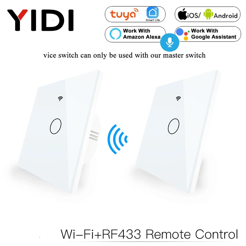 Двухсторонний настенный сенсорный смарт выключатель с wi fi RF433 передатчик