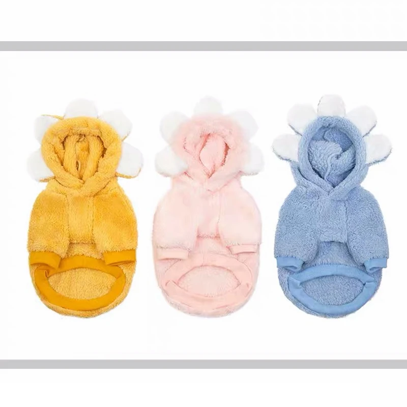 Winter Warm French Bulldog Sunflower Hoodie Coat Jacket Pet Dog Clothes for Small Medium Dogs Corgi Pug Sweater Costume KLC05