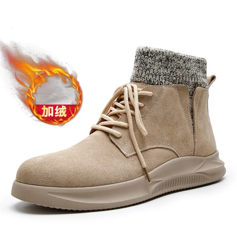 

Winter plus Velvet Warm MEN'S SHOES Genuine Leather Fashion Martin Boots Men's Full-grain Leather Short Boots Trend Men's Boot W