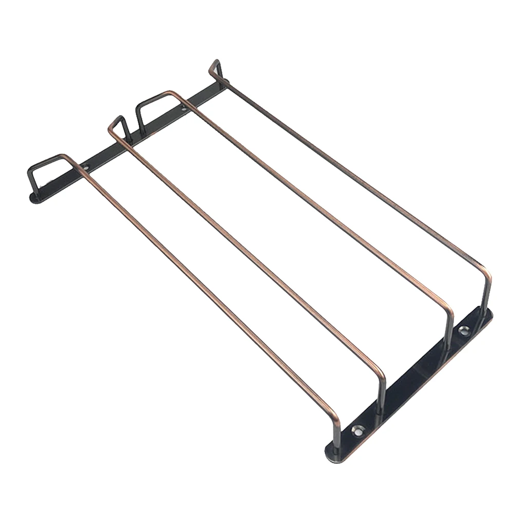 Under Cabinet Wine Glass Holder Metal Wire Stemware Hanger Organizer Wine Glass Hanging Rack for Home Kitchen Bar Restaurant