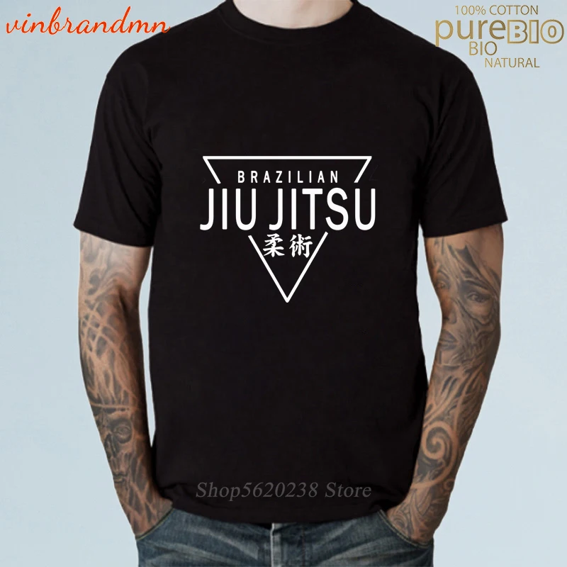 Креативная хлопковая брендовая одежда с круглым вырезом Camiseta Hombre BJJ JIU