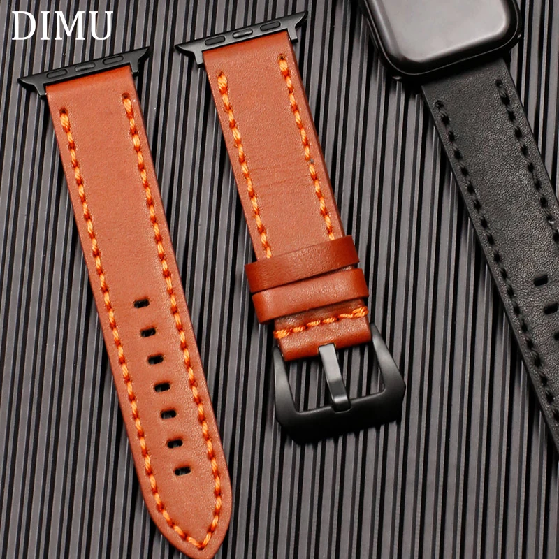 DIMU часы с ремешком из натуральной кожи, ремешок для наручных часов Apple Watch, ремешок 42 мм, 38 мм, ремешок для наручных часов iwatch серии 5/4/3/2/1 44 мм 40 мм спортивный браслет