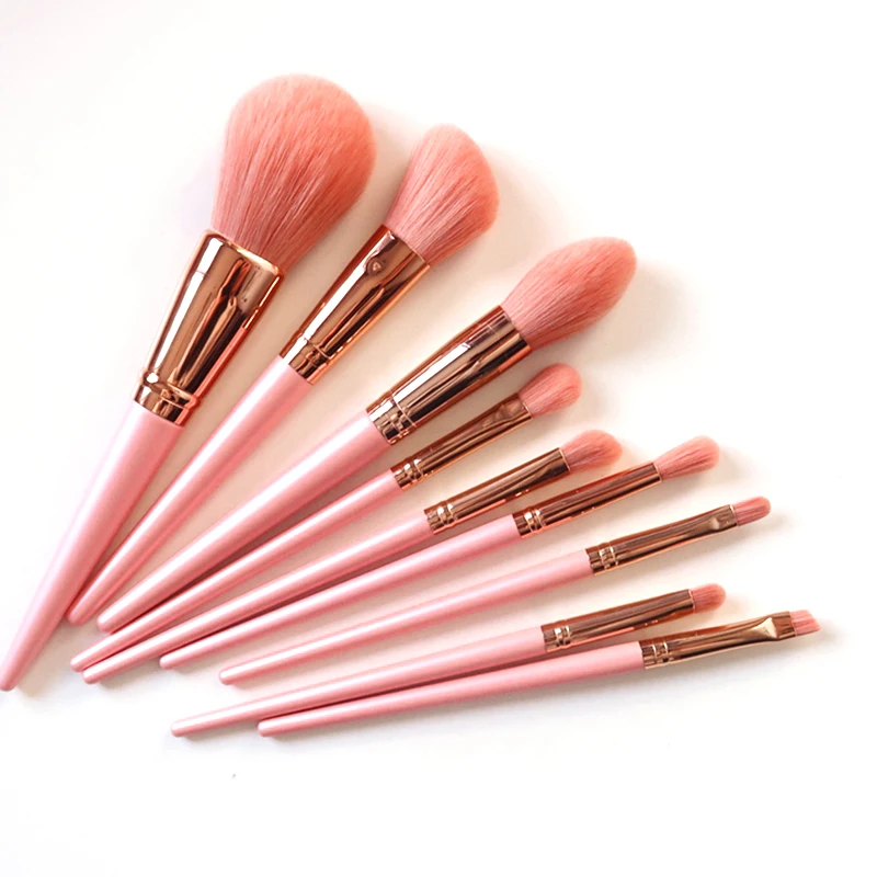 

9pcs Pink Makeup Brushes Set Soft Synthetic Hair make up brushes Contouring Highlighter Powder Eyeshadow Blending Smudge Brush
