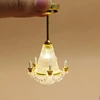 Dollhouse mini Ceiling Light with 5 fake Candles LED pendent lamp Button Battery Operated doll house chandelier droplight