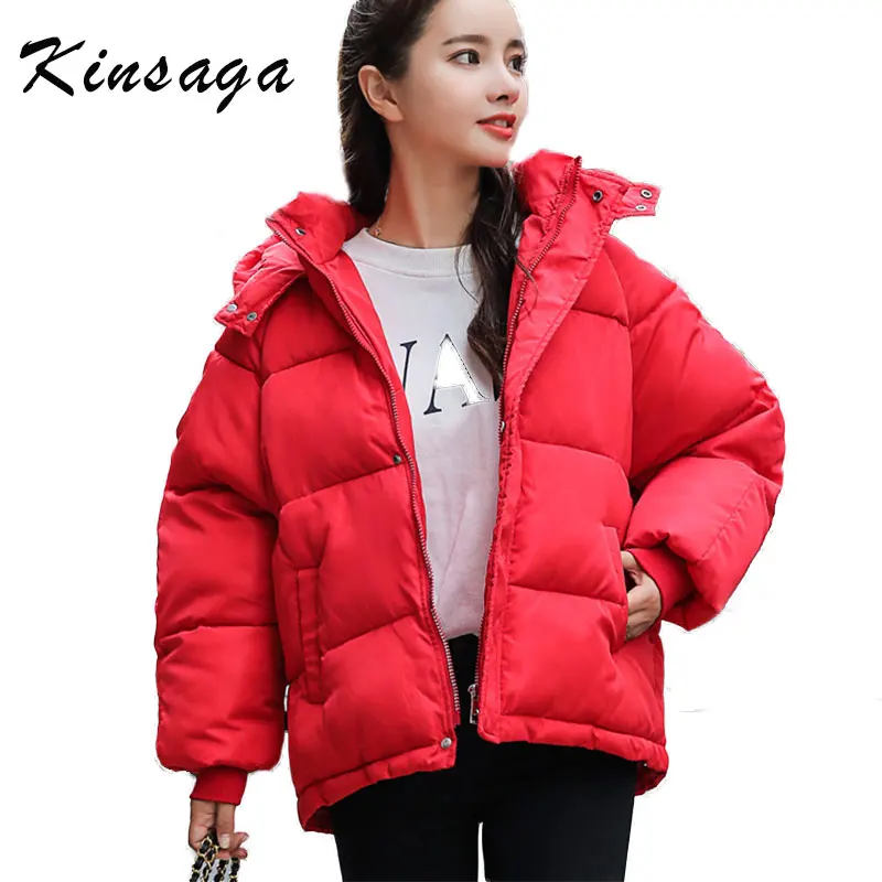 

2019 New Winter Women Hoody Oversized Lamb Jacket Female Windbreak Design Zipper Fly Pockets Parkas Fashion Short Cotton Padded