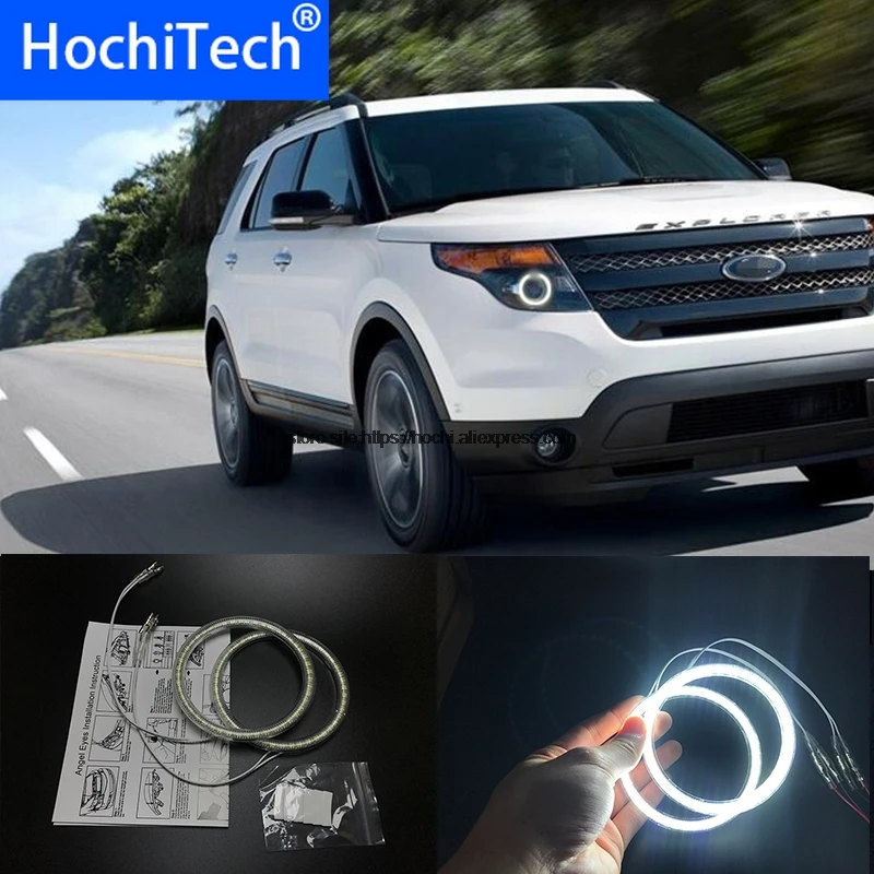 HochiTech для Ford Explorer 2011-up ультра яркий SMD белый светодиодный ангельские глазки 2600LM 12V halo Кольцо Комплект дневного света DRL