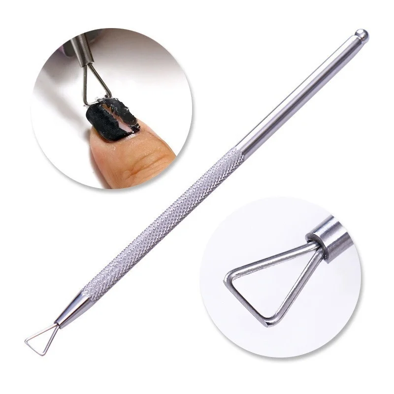 

1 Pcs Stainless Steel Gel Polish Remover Triangle Stick Rod Pusher Cleaner Manicure Nail Art Tools