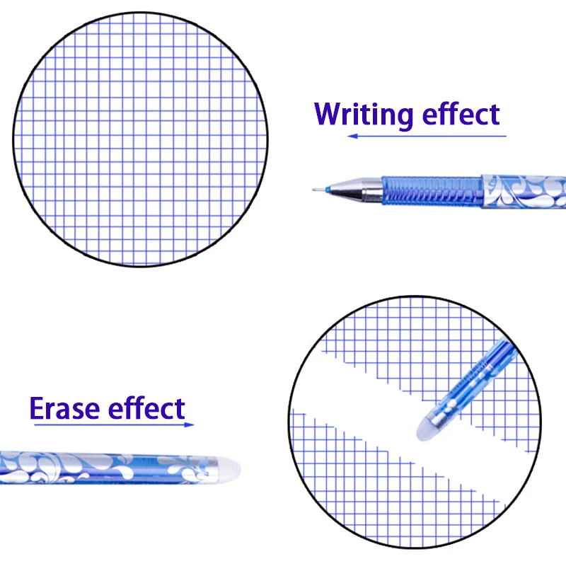 8 шт./компл. 0,5 мм черный/синие чернила стираемая ручка волшебный письменной форме гелевая ручка с чернилами стандартных цветов