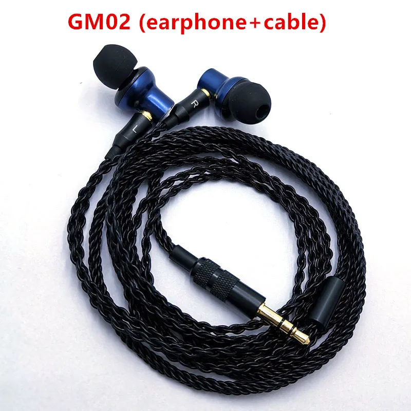 GM02 earbud andcable GM02 оригинальные наушники-вкладыши 10 мм Металлические Наушники Качество звука с функцией подачи Хай-Фай музыки; DIY MMCX Джек, 8 core кабель наушников - Цвет: GM02 earbud andcable