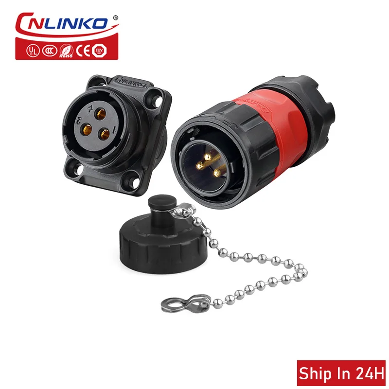 Cnlinko Ym20 Waterproof Welding Wire Connector 3pin Plug Socket Cable Wire Power Connection For