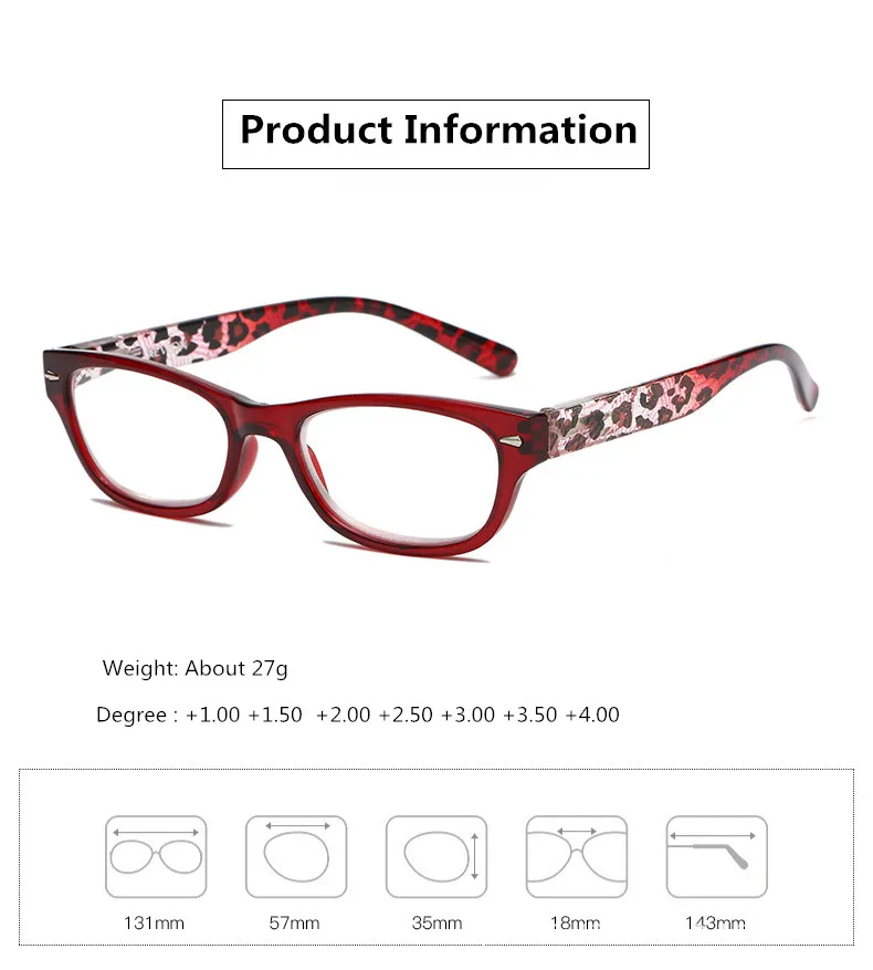 Красные леопардовые женские модные очки для чтения дизайн кошачий глаз Quanlity Смола винтажное стекло для глаз es пресбиопическое стекло диоптрий 1 1,5 2,0