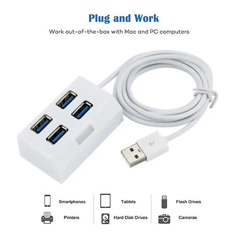 4 порта Mini USB 3,0 концентратор разветвитель компактный и портативный переносной удобный адаптер Внешний конвертер для ноутбука Настольный