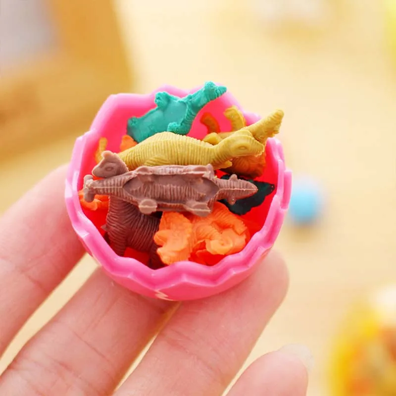 8Pcs Novelty Toys Mini Animal Dinosaur Eggs Pencil Rubber Eraser Students Educational Stationery Gift