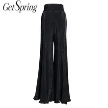 Getвесенние женские брюки Ретро Высокая талия брюки-клеш свободные длинные брюки черные широкие расклешенные брюки женские брюки