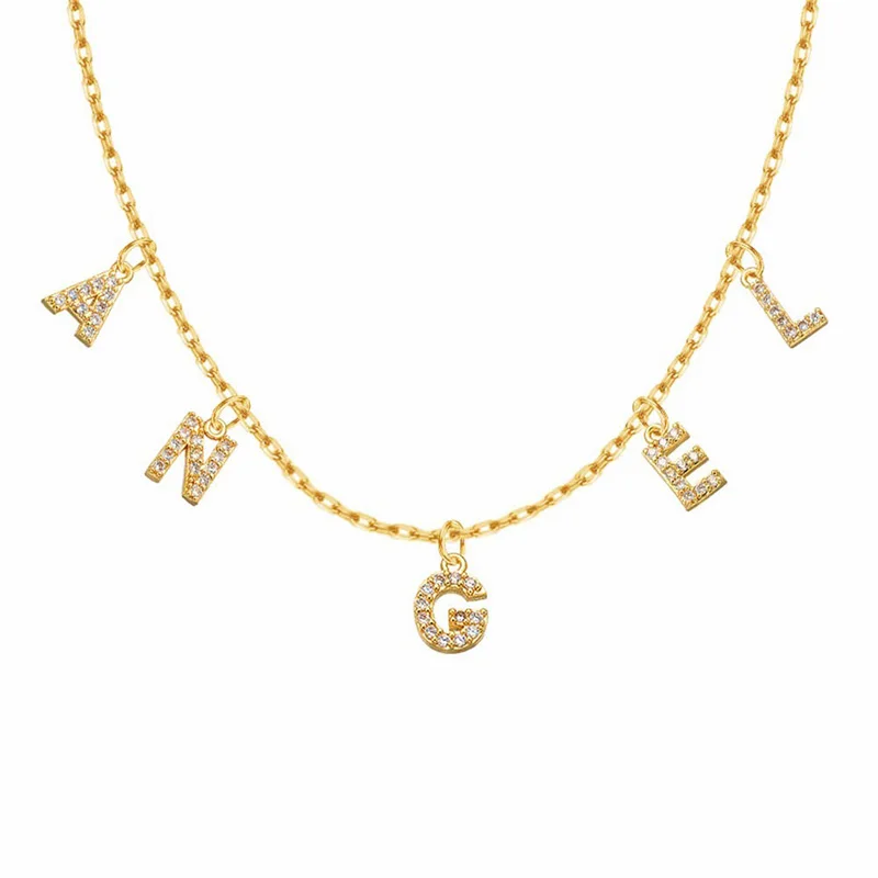 3UMeter Initial Necklace Custom Colorful Zircon Letter Stainless Steel A-Z Alphabet Monogram Necklaces For Women Gift | Украшения и