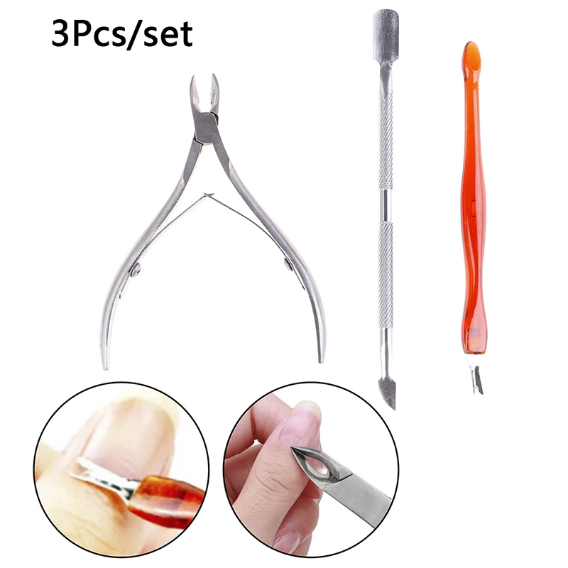 3 шт. кутикулы кусачки для ногтей+ кусачки для кутикулы набор инструментов для дизайна ногтей омертвевшая кожа вилочный триммер пилинг нож для удаления кутикулы
