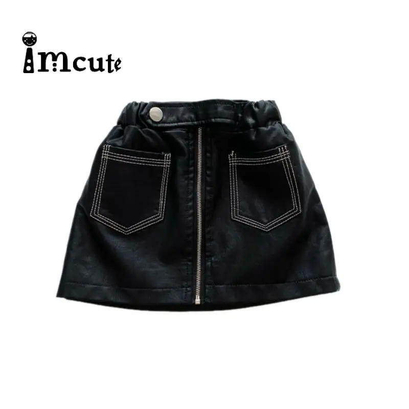 Imcute/модные черные юбки из искусственной кожи для маленьких девочек 2020 Кожаная