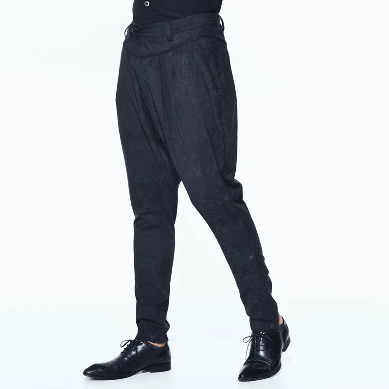 Devil Fashion Men Steampunk Retro Harem Pants High Waisted Slim Causal Long Trousers Formal Party Long Pants