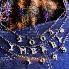 Модное женское ожерелье с подвеской в виде букв, женские хип-хоп ювелирные изделия, персонализированное длинное серебряное колье цепочка, подарки для девушек CL128