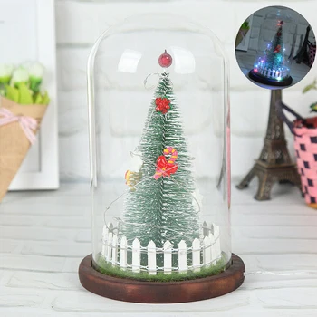 

Christmas Tree Glass Cover Desktop Beautiful Christmas Tree Model Christmas Party Decor Xmas New Year Gift for Home Office