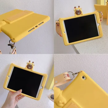 

For IPad 5 6 Air 1 2 Pro 9.7 Case Cute Bear Giraffe Kids Cover For IPad 2018 2017 Mini 1/2/3/4/5 Soft Silicon Stand Cases