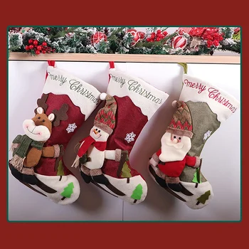 

3 Pcs Christmas Sock Christmas Decoration Assorted Santa Claus and Snowman and Elk for Christmas Party Decorations