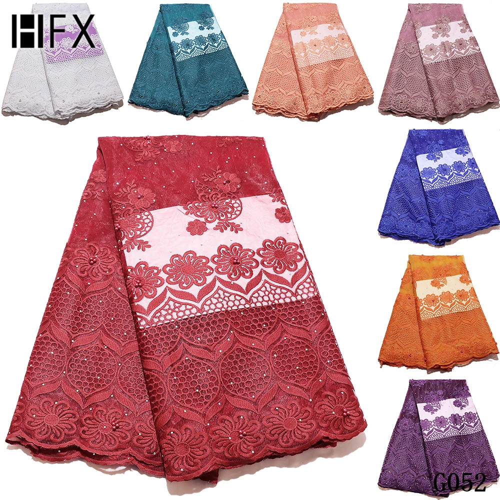HFX, дизайн, лук, африканская сетка, кружевная ткань, высокое качество, нигерийский тюль, кружево, французское Сетчатое кружево с бисером для женского платья G052